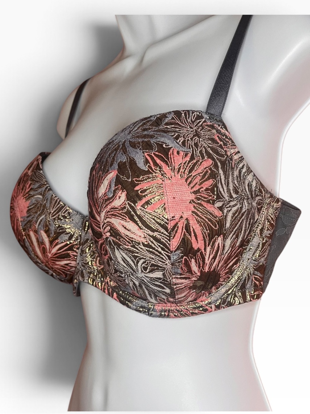 Victoria's Secret Metallic Floral Embroidered Bra 36DD